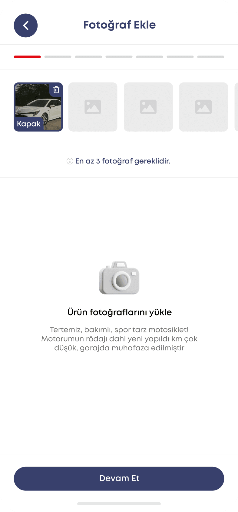 Fotoğraf ekleme ekranı
